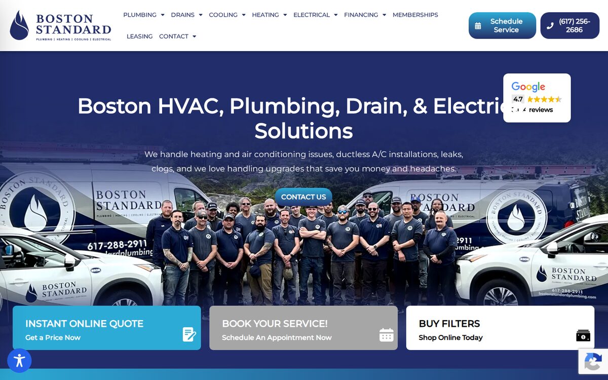 Boston Standard Company HVAC website homepage