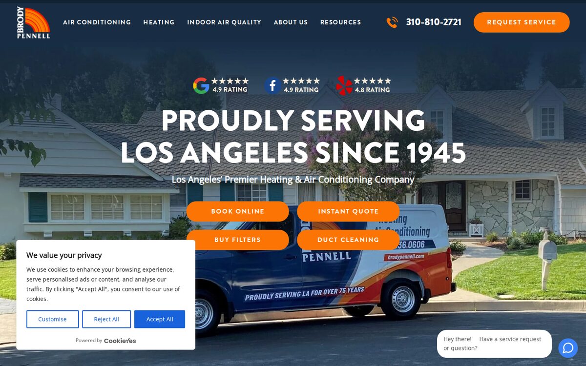Brody Pennell Heating & Air Conditioning HVAC website homepage