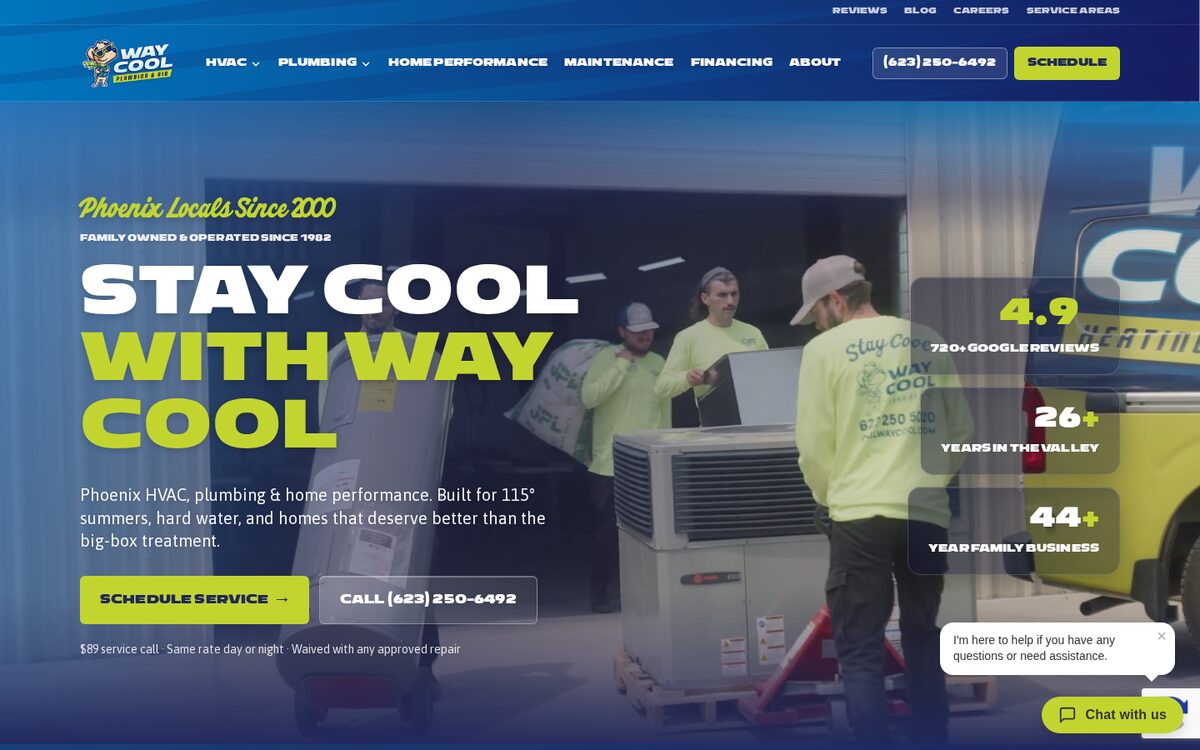 Way Cool Heating, Cooling & Plumbing HVAC website homepage