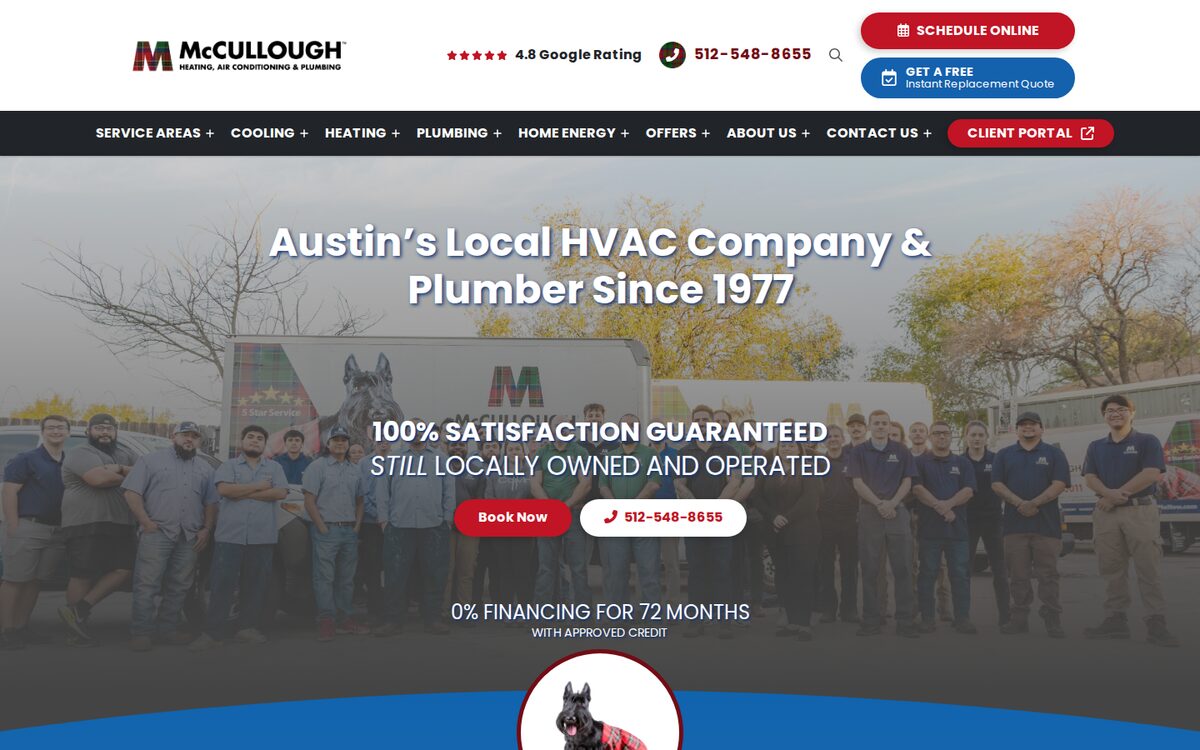 McCullough Heating & Air Conditioning HVAC website homepage
