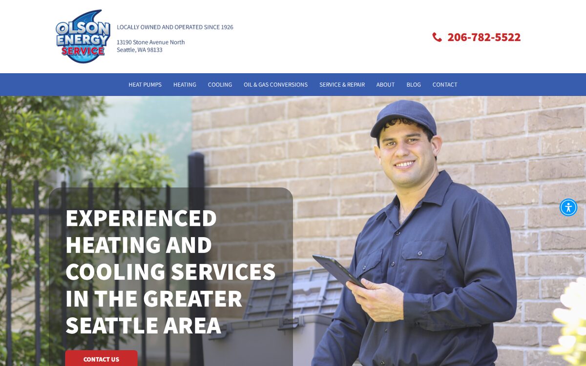 Olson Energy Service HVAC website homepage
