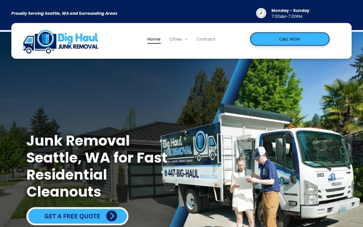 Big Haul Junk Removal and Property Services junk removal website homepage