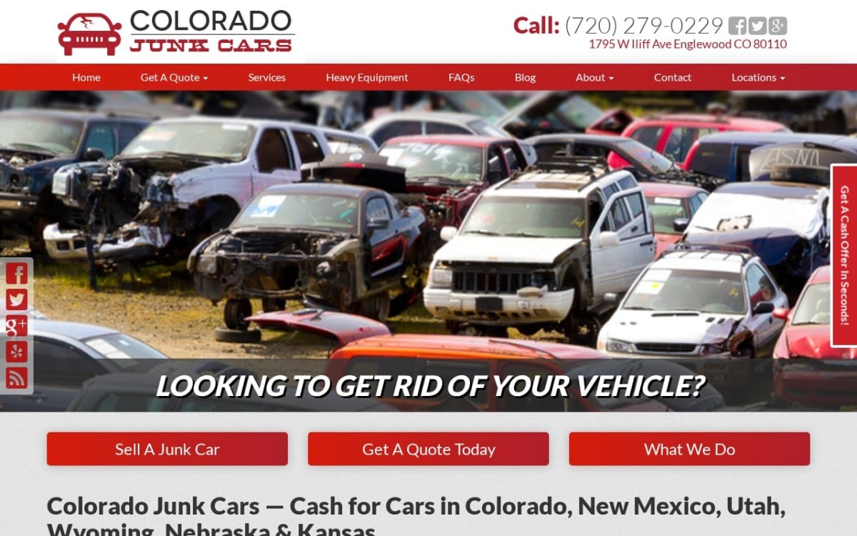 Colorado Junk Cars junk removal website homepage