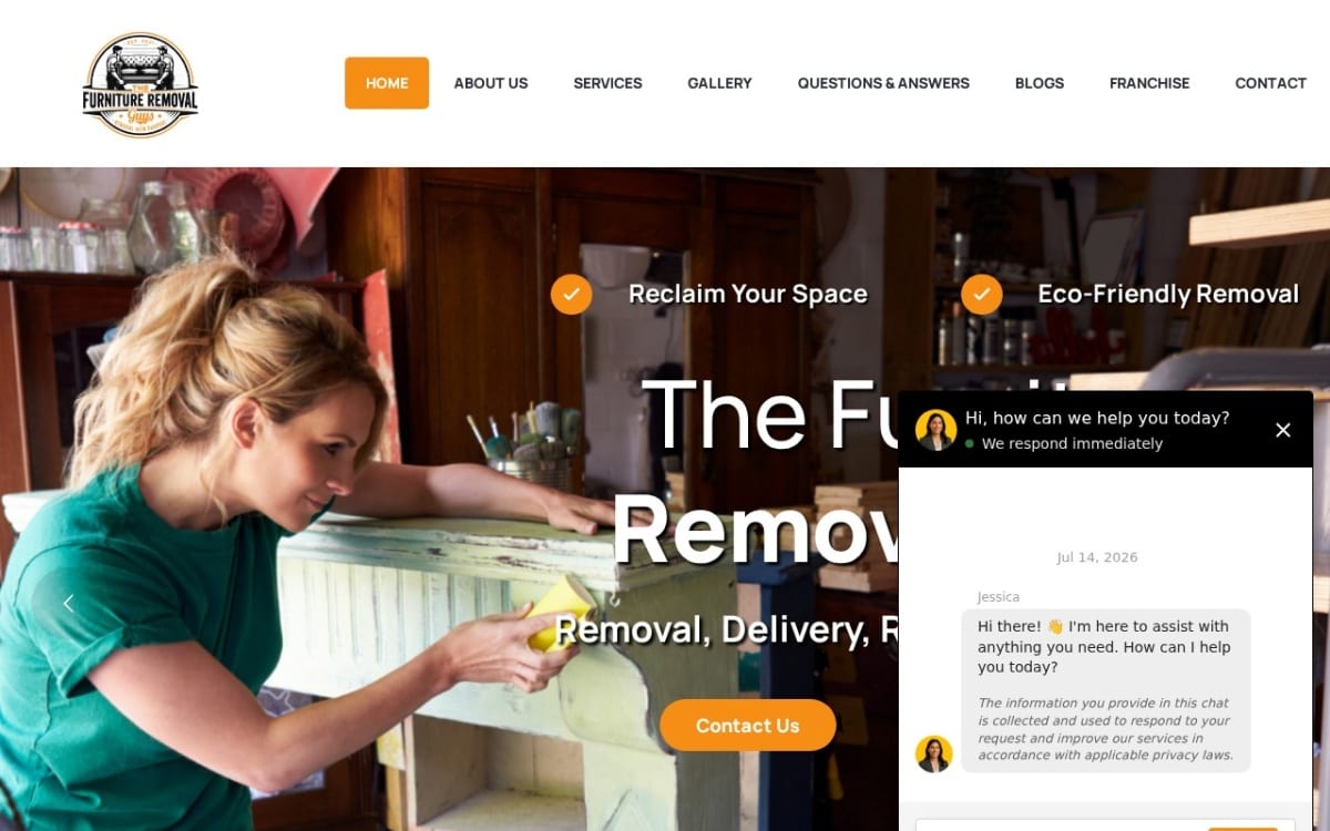 The Furniture Removal Guys junk removal website homepage