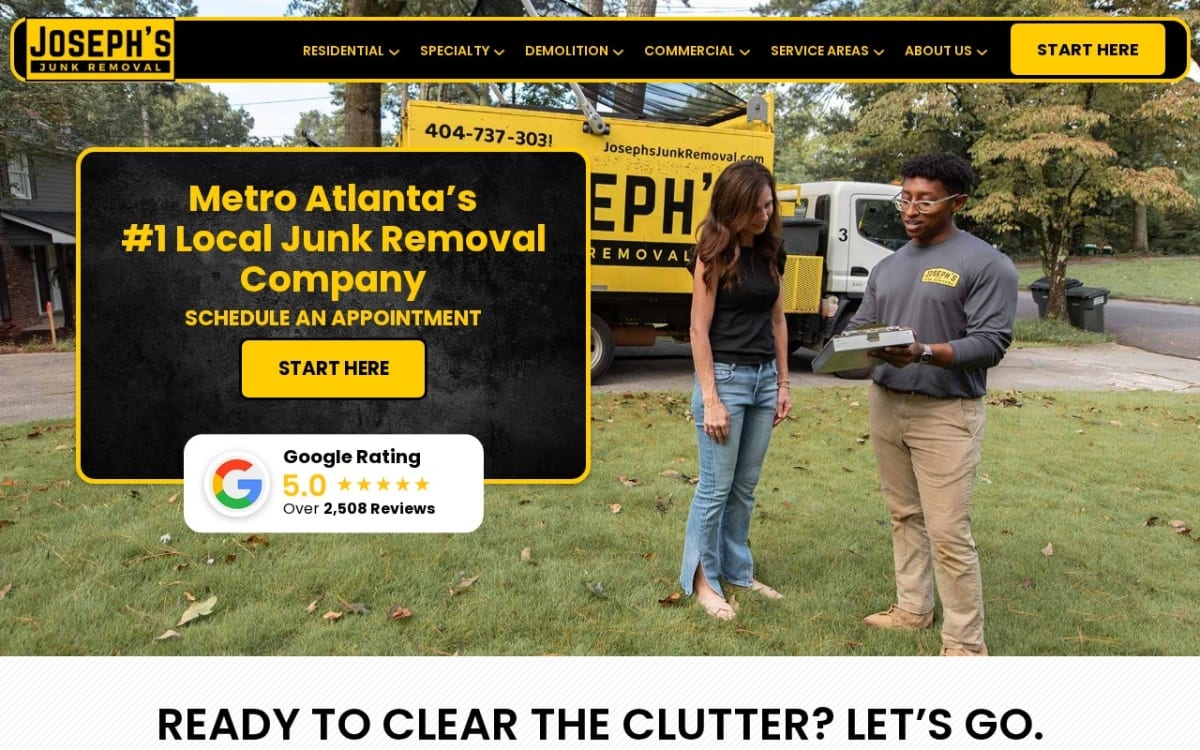 Joseph's Junk Removal Mableton junk removal website homepage