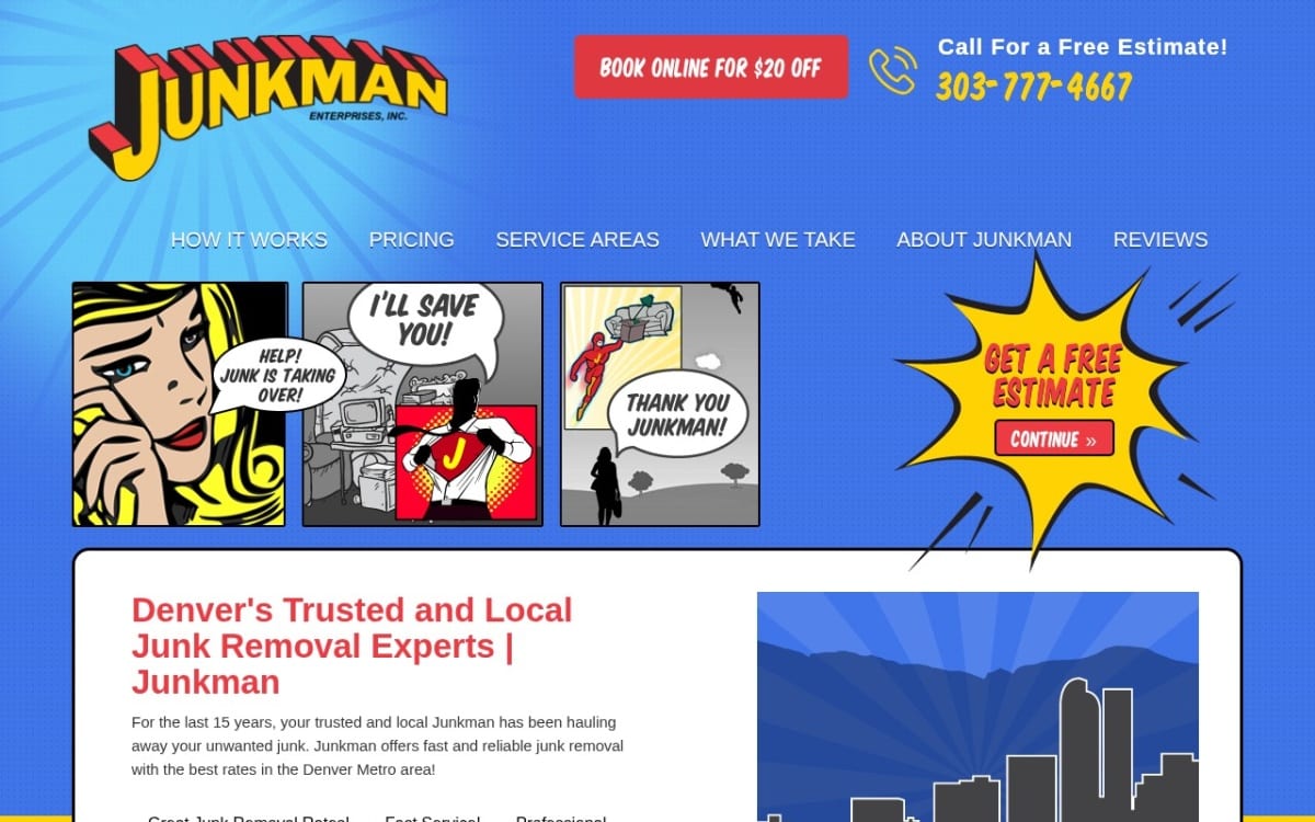 Junkman Enterprises, Inc. junk removal website homepage