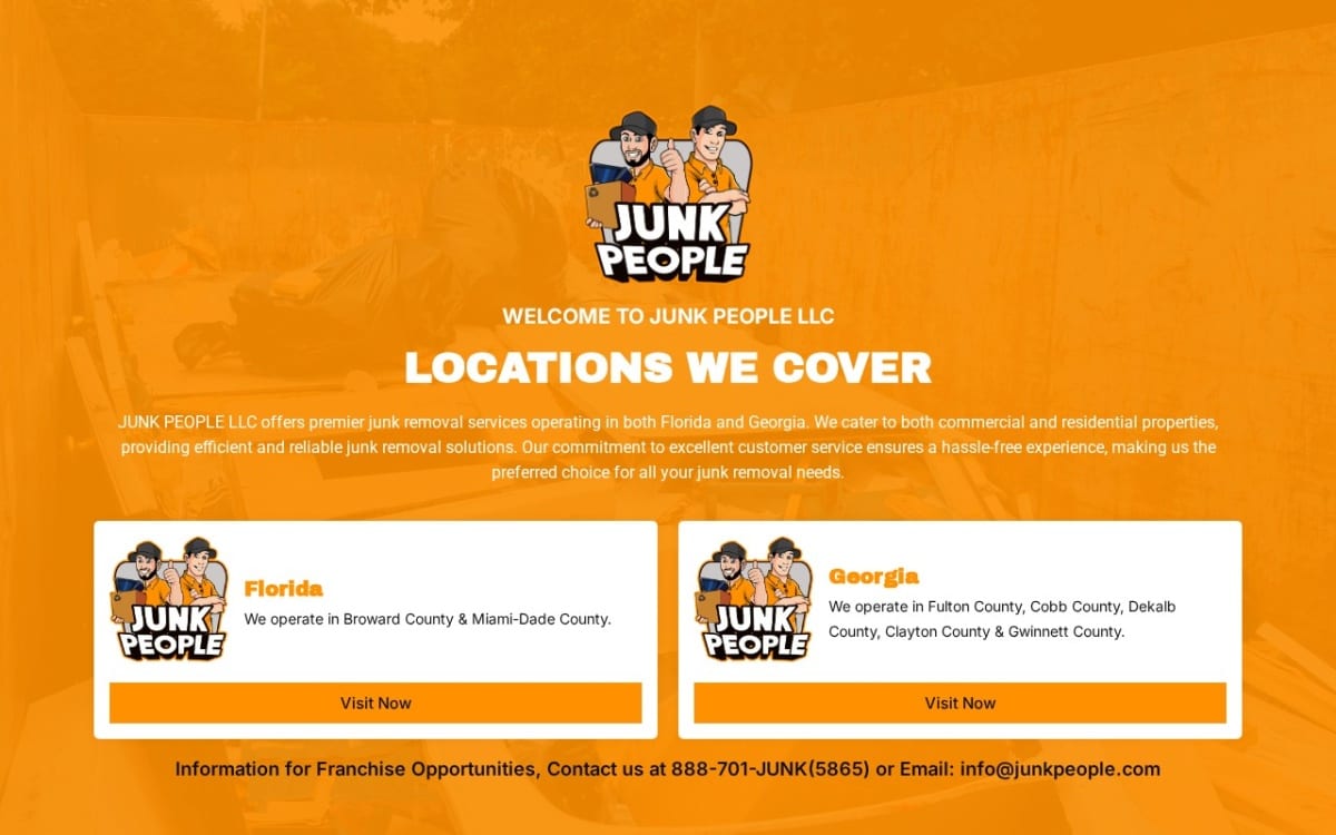 JUNK PEOPLE LLC junk removal website homepage