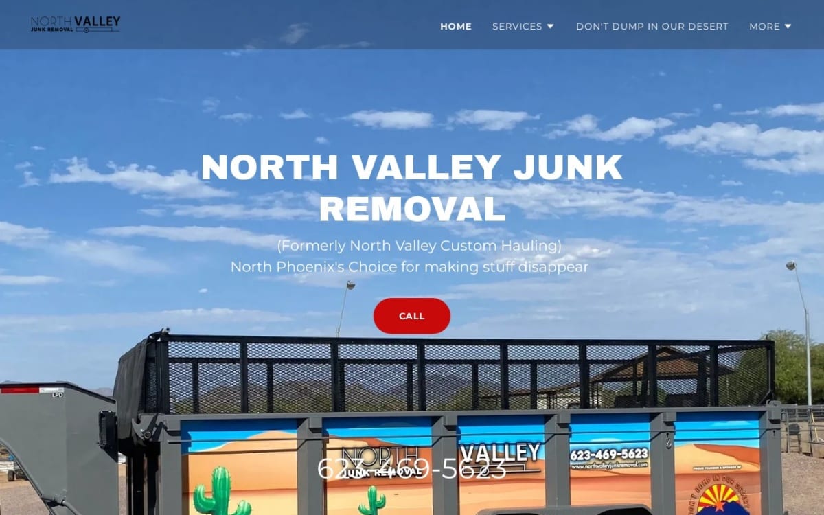 North Valley Junk Removal junk removal website homepage