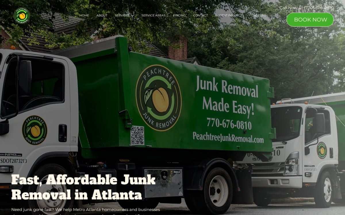 Peachtree Junk Removal junk removal website homepage
