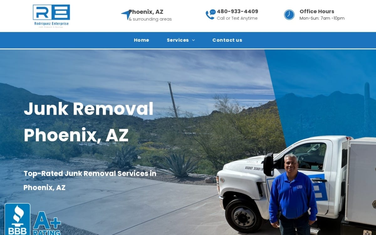 Rodriguez Enterprise - Junk Removal and Hauling junk removal website homepage