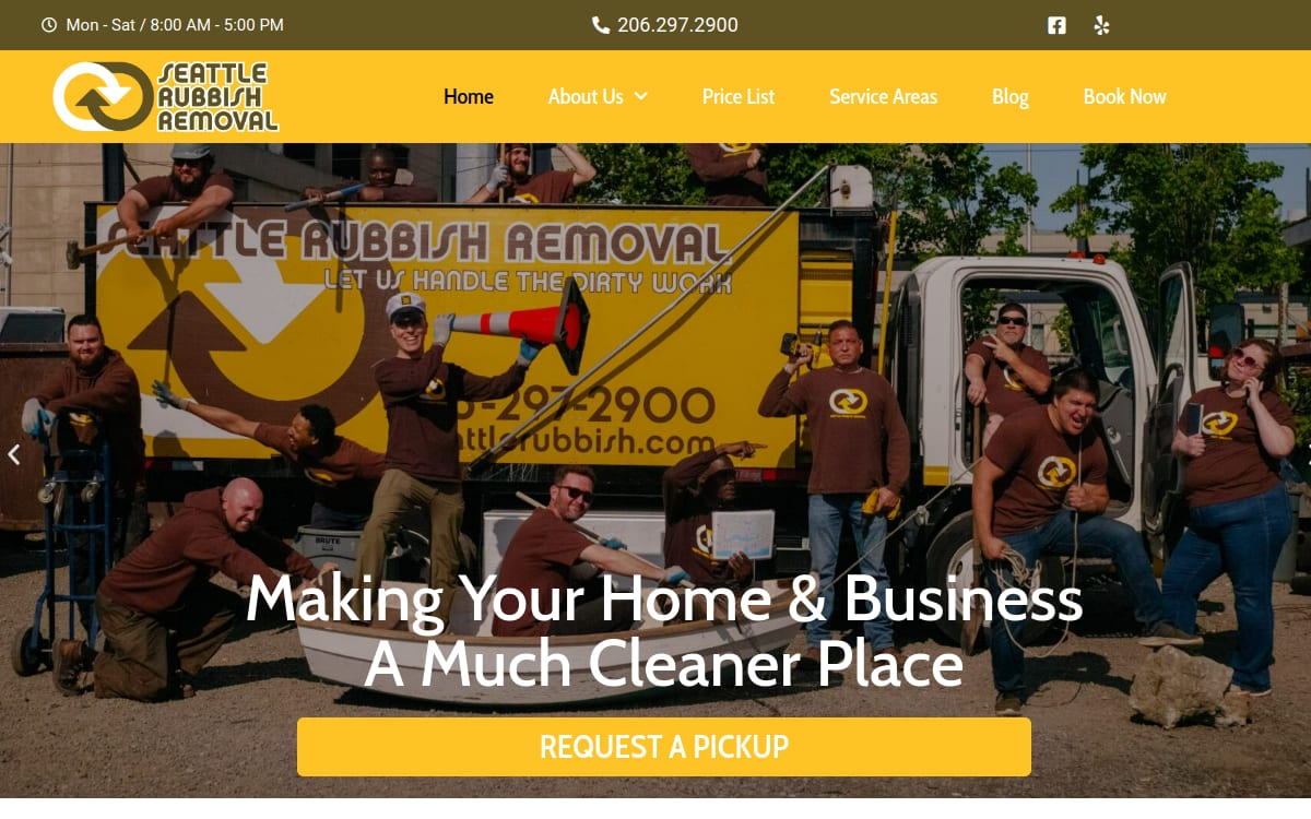 Seattle Rubbish Removal junk removal website homepage