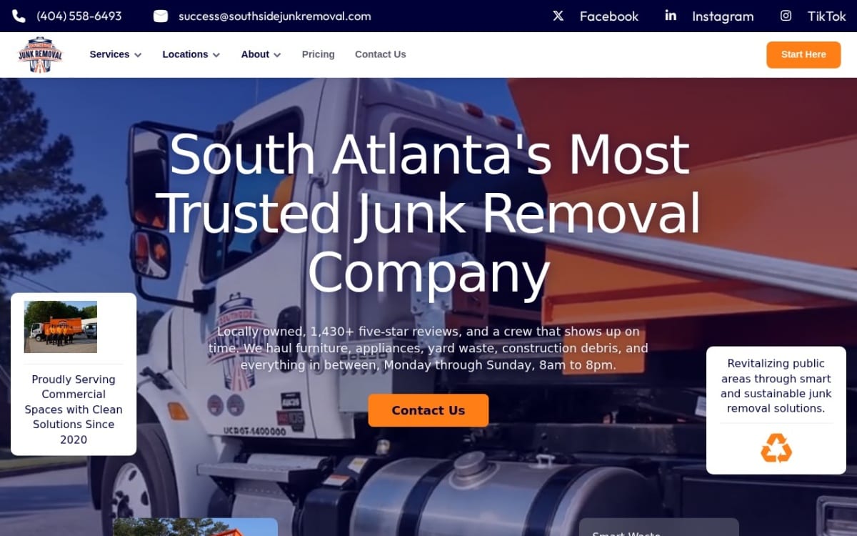 Southside Junk Removal & Dumpster Rentals junk removal website homepage