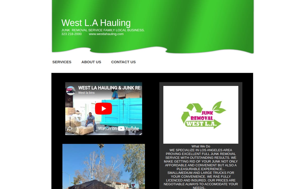 West LA Hauling Junk Removal junk removal website homepage