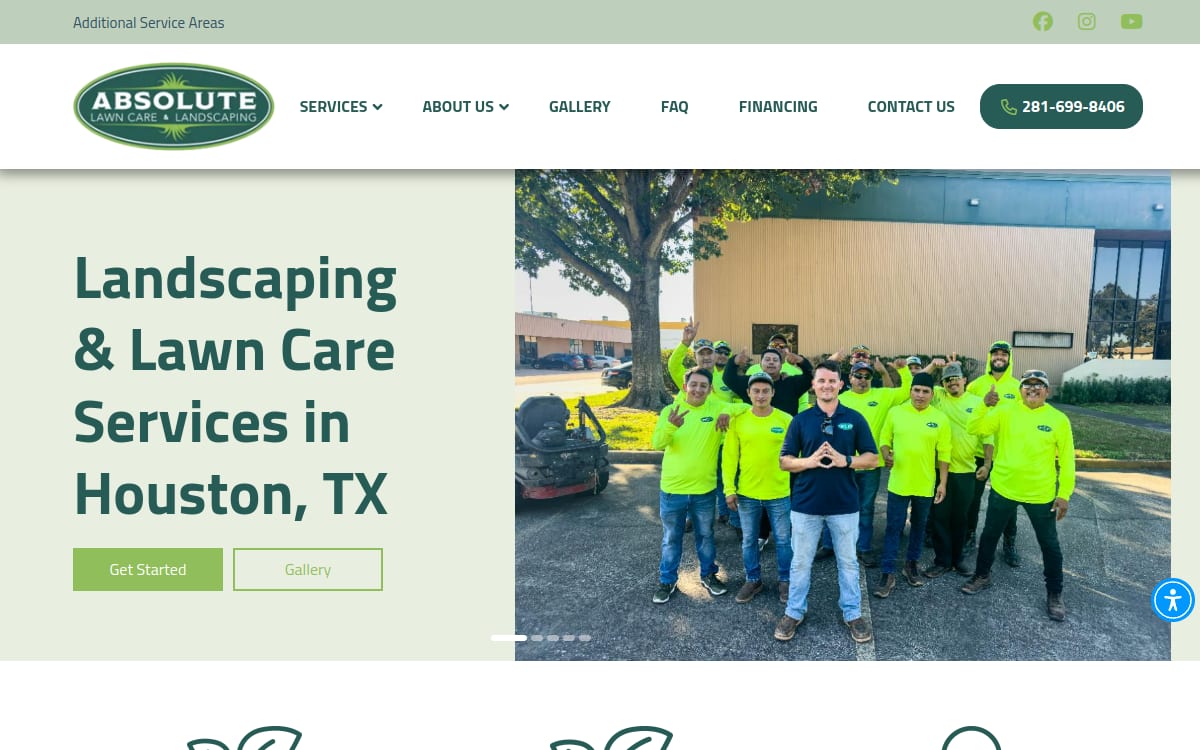 Absolute Lawn Care and Landscaping landscaping website homepage