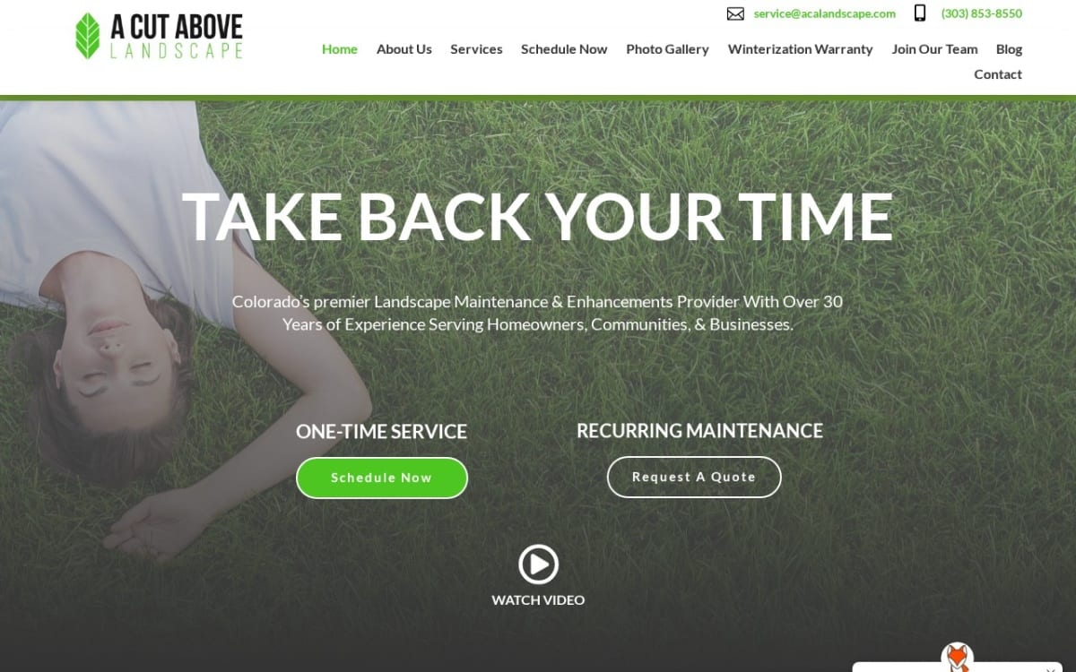 A Cut Above Landscape landscaping website homepage