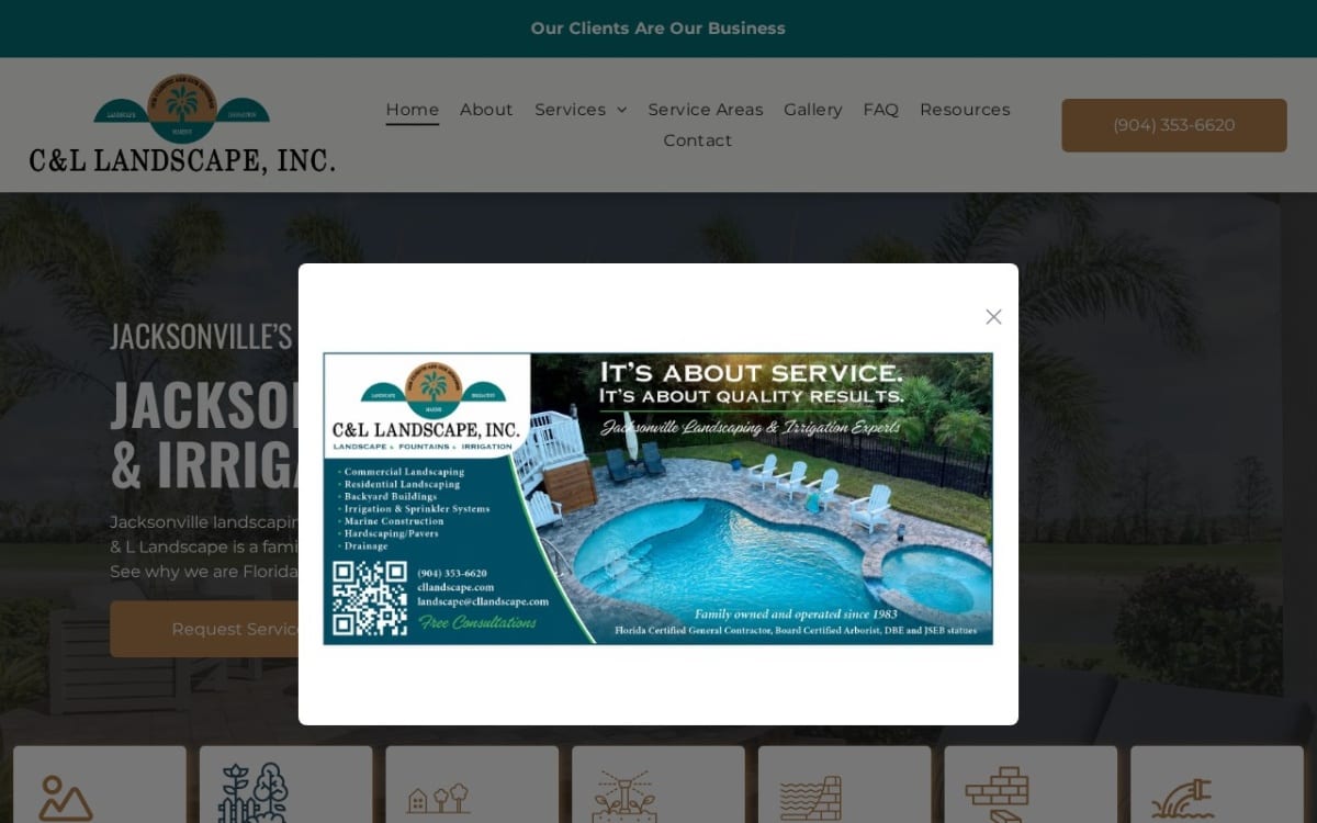 C & L Landscape landscaping website homepage
