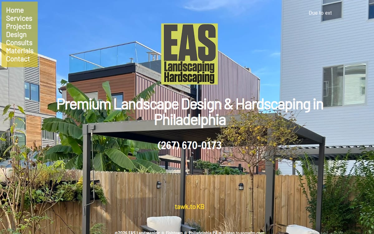 EAS Landscaping landscaping website homepage