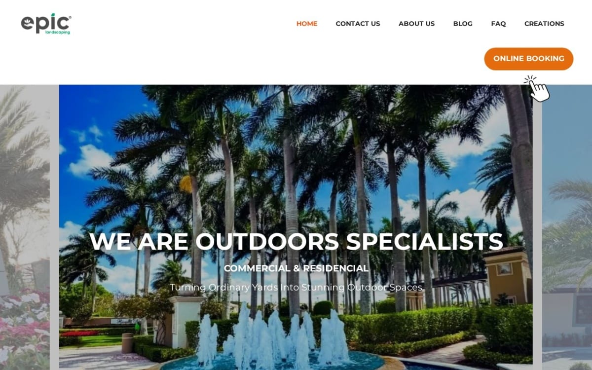 Epic Landscaping / Nursery landscaping website homepage