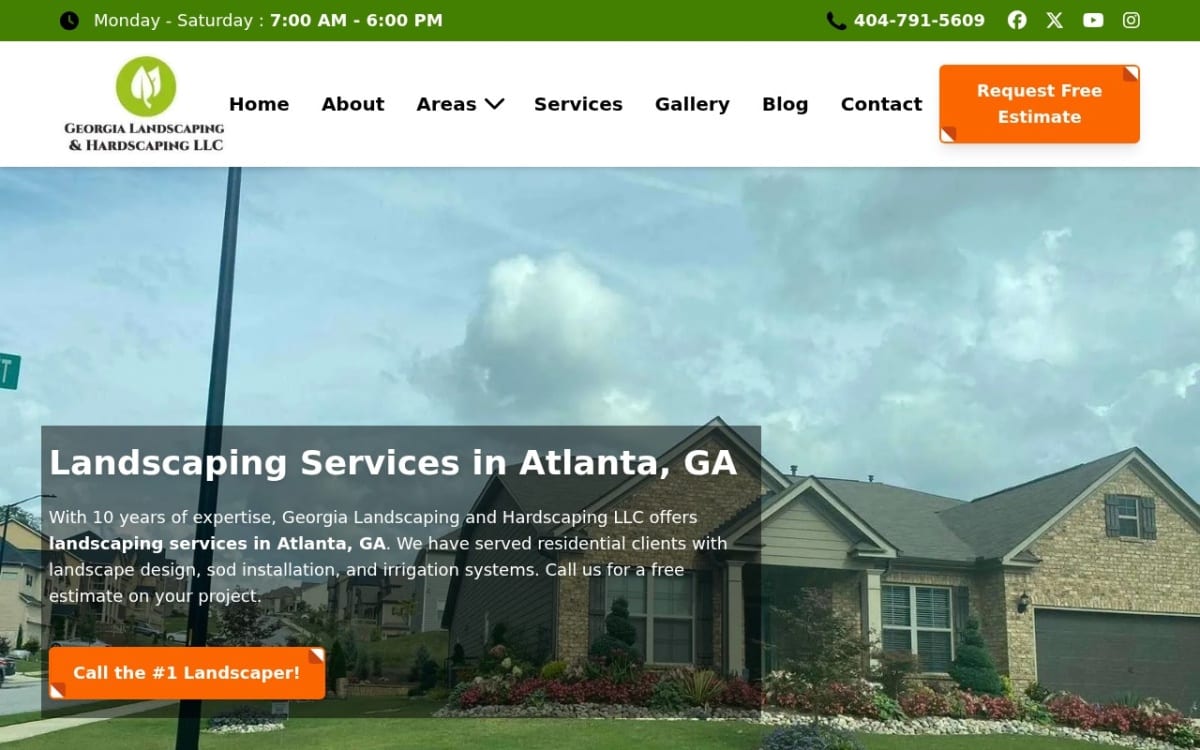 Georgia Landscaping and Hardscaping LLC landscaping website homepage