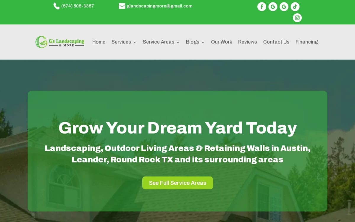 G’s Landscaping & More landscaping website homepage
