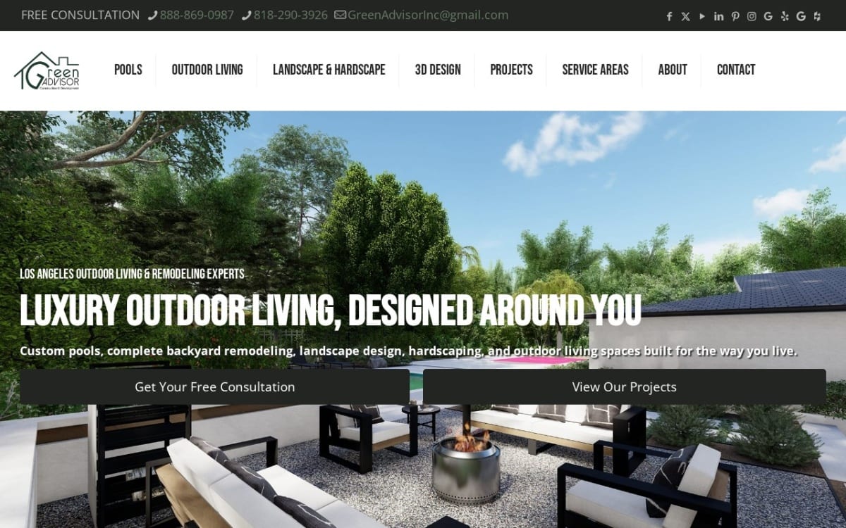 Green Advisor Inc. landscaping website homepage