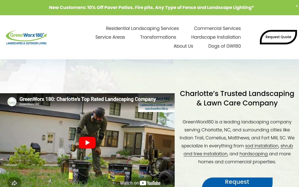 GreenWorx180 landscaping website homepage