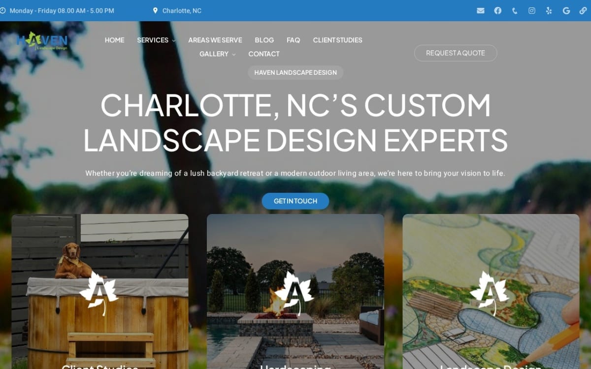 Haven Landscape Design landscaping website homepage