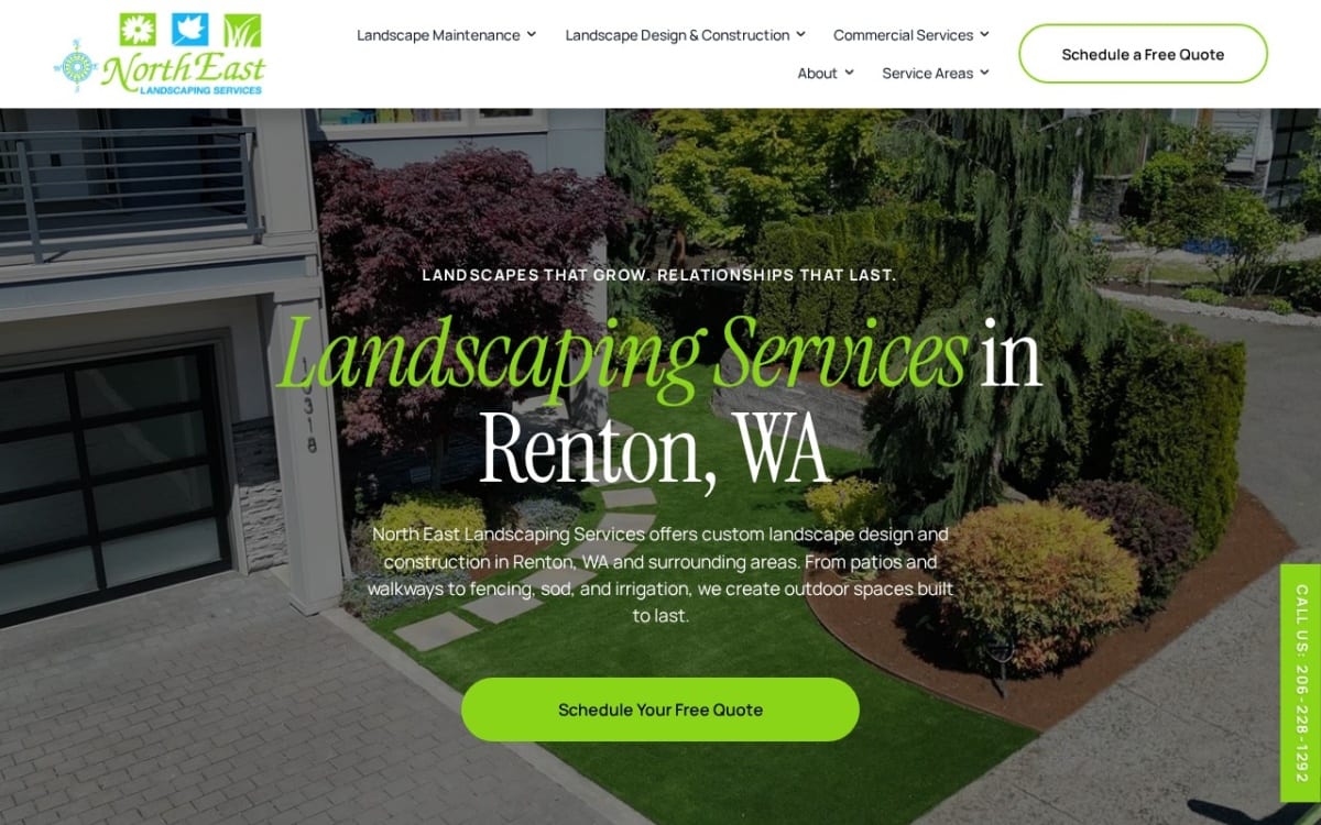 North East Landscaping Services landscaping website homepage