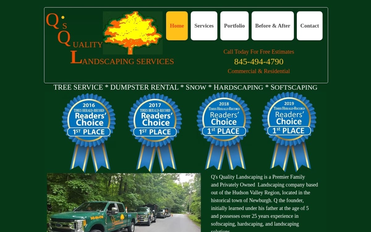 Q's Quality Landscaping LLC landscaping website homepage