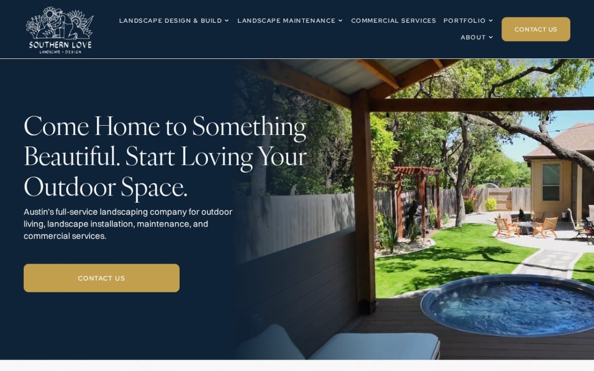 Southern Love Landscaping & Design landscaping website homepage