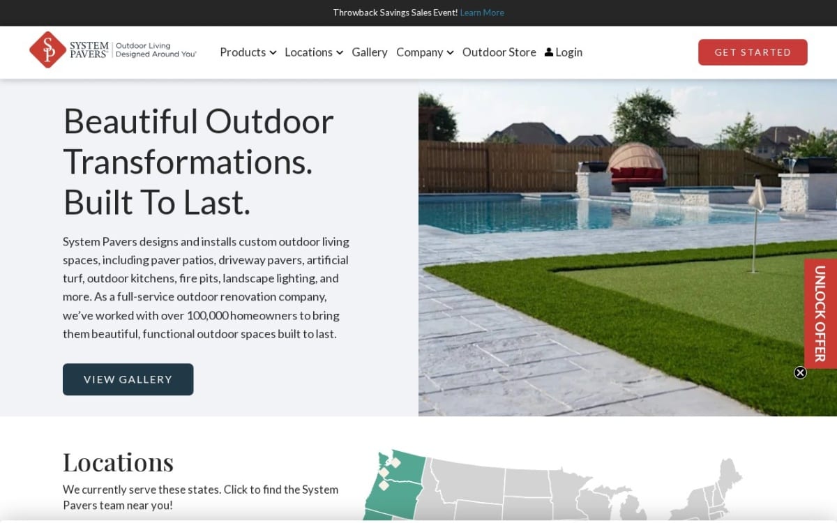 System Pavers landscaping website homepage