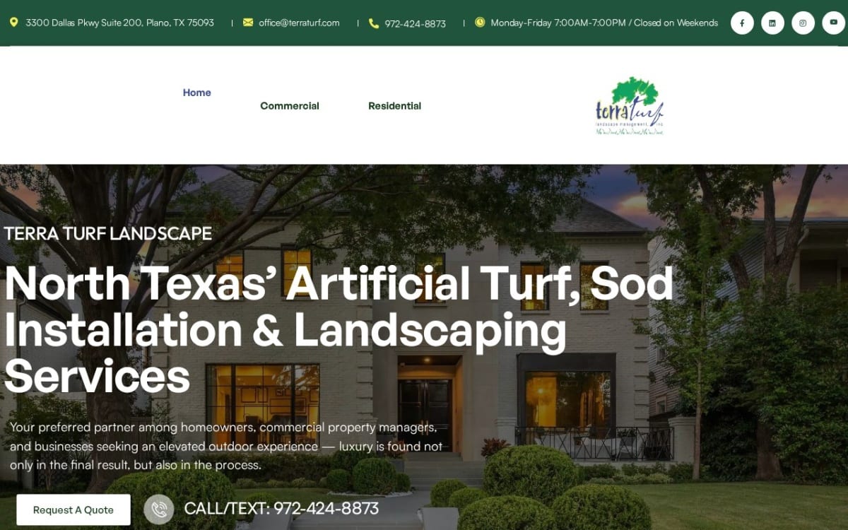 Terra Turf Landscape landscaping website homepage