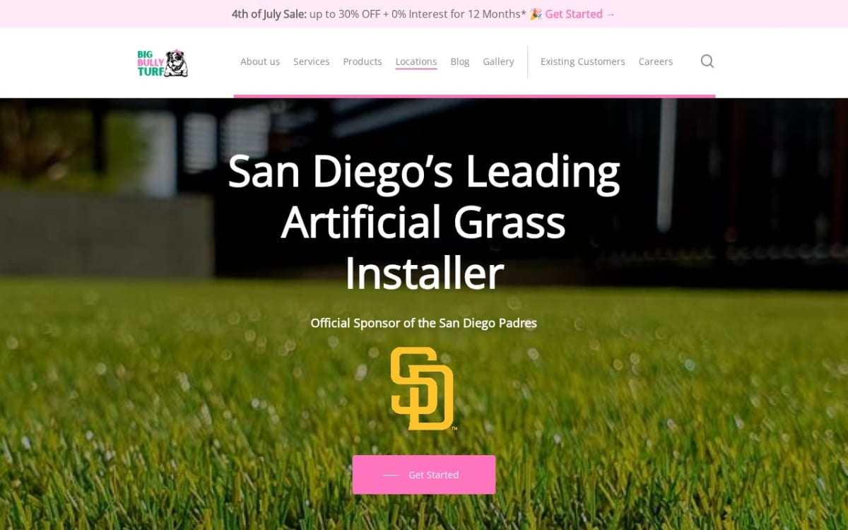 Big Bully Turf lawn care website homepage