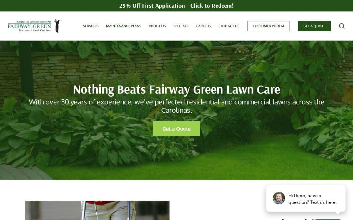 Fairway Green lawn care website homepage