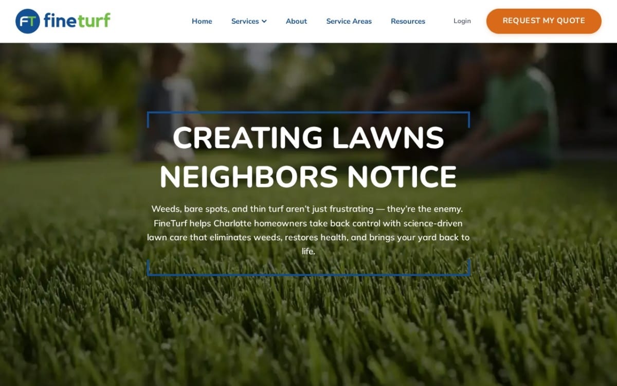 FineTurf Lawn Care lawn care website homepage