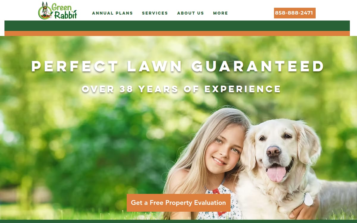 Green Rabbit Professional Lawn Care lawn care website homepage