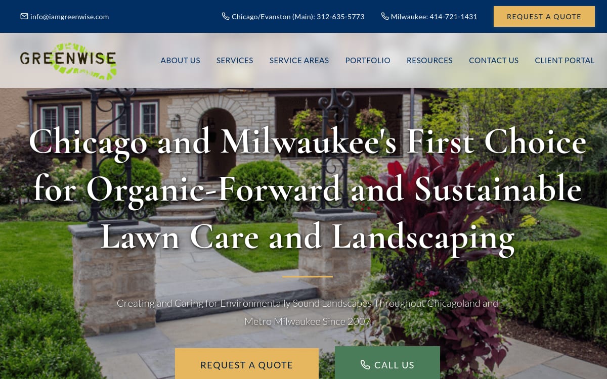 Greenwise Organic Lawn Care lawn care website homepage
