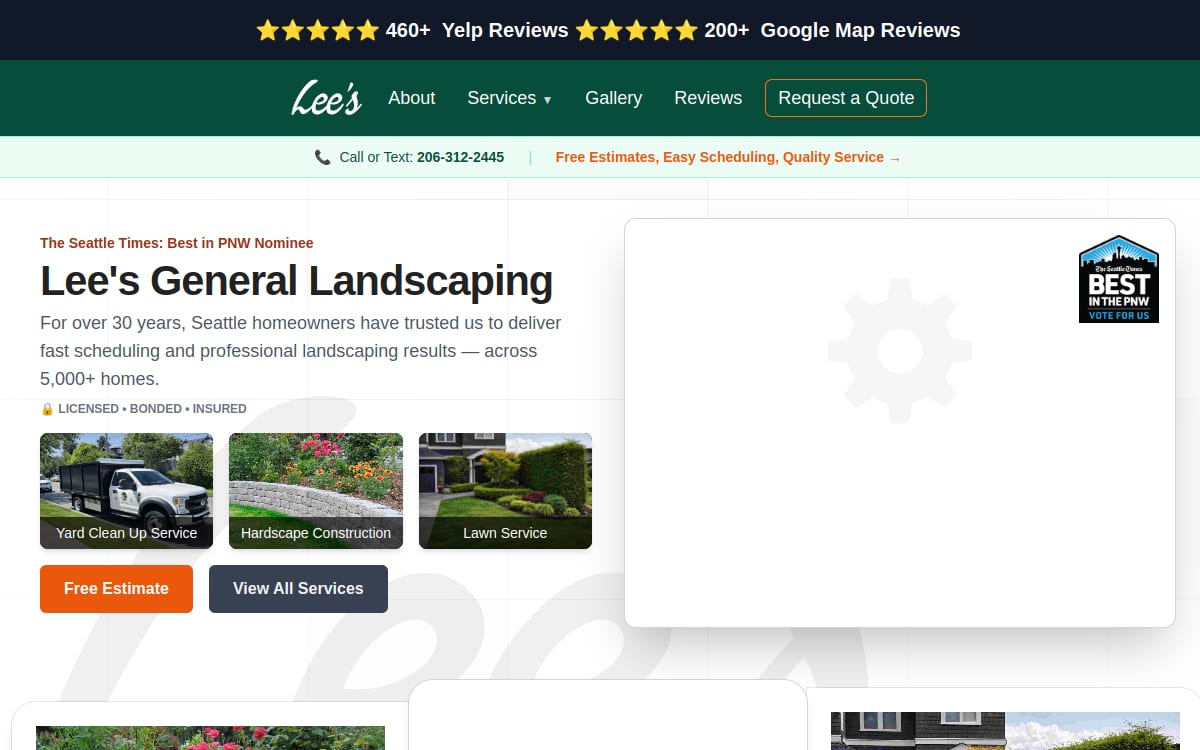 Lee's General Landscaping and Yard Clean Up lawn care website homepage