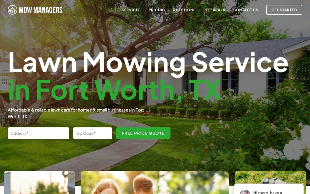 Mow Managers Fort Worth Lawn Care lawn care website homepage