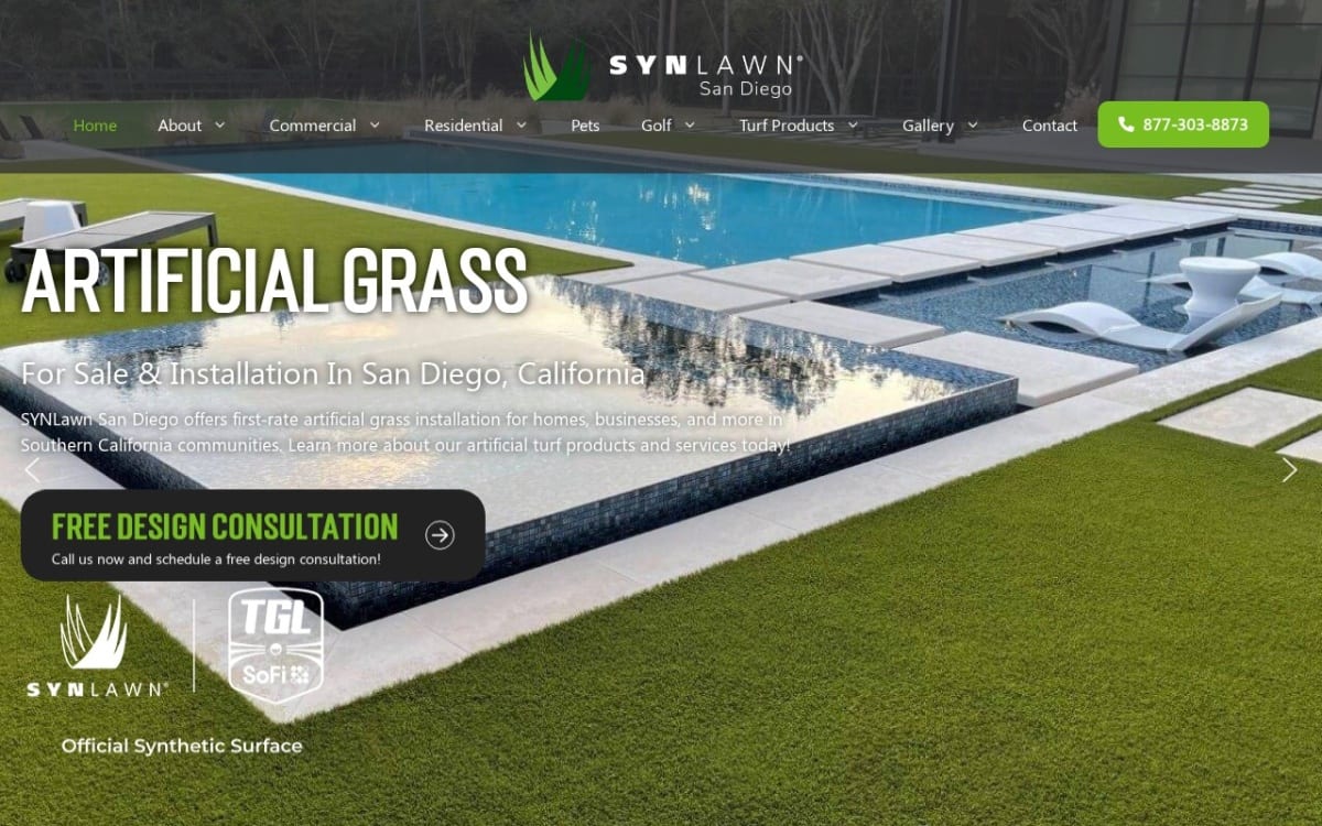 SYNLawn San Diego lawn care website homepage