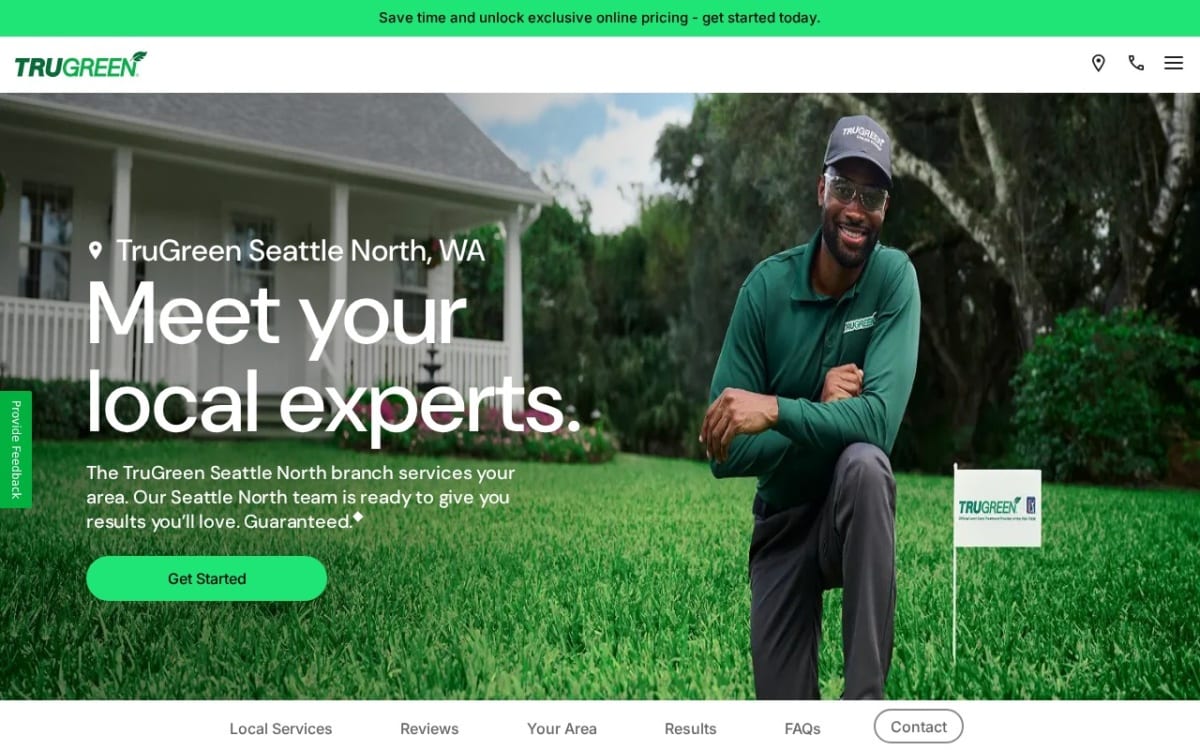TruGreen Lawn Care lawn care website homepage