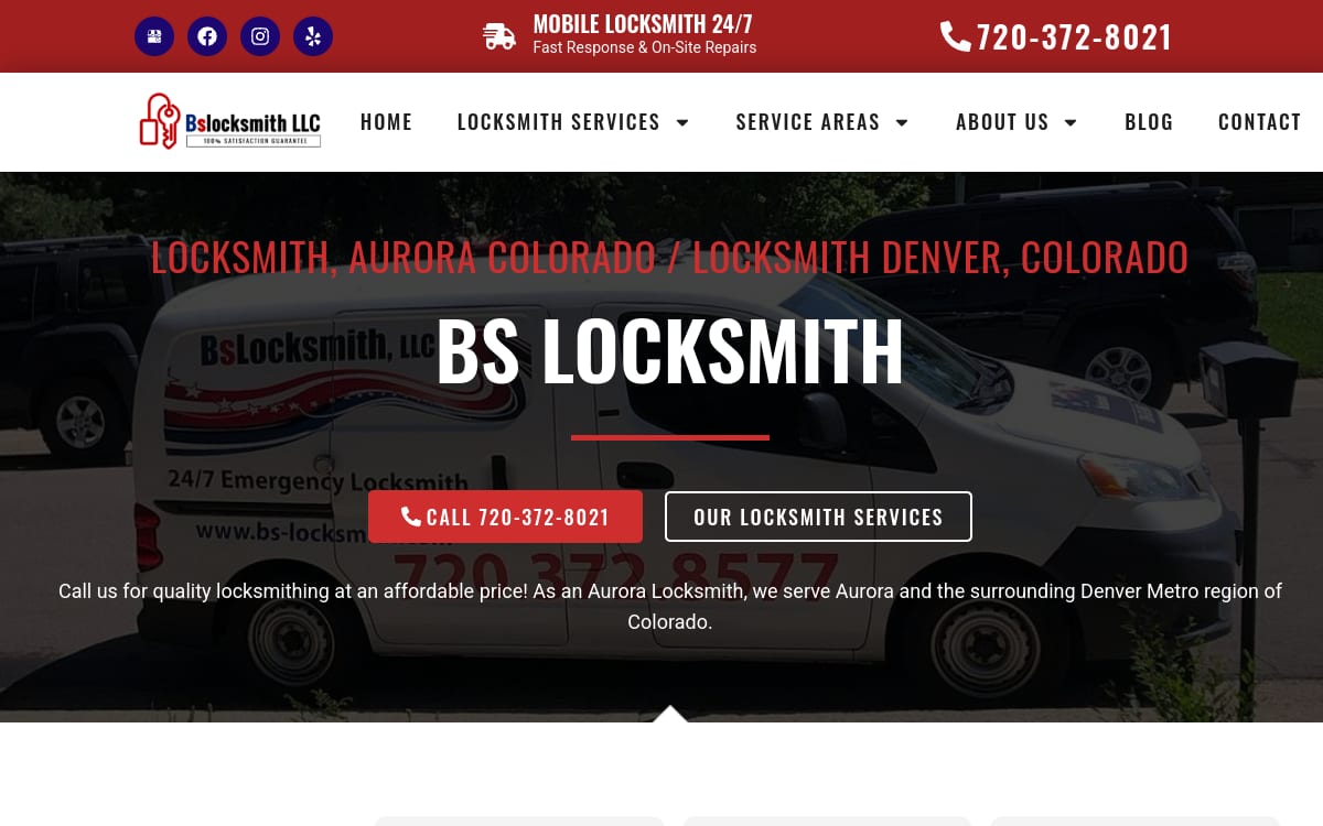 BS Locksmith LLC locksmith website homepage