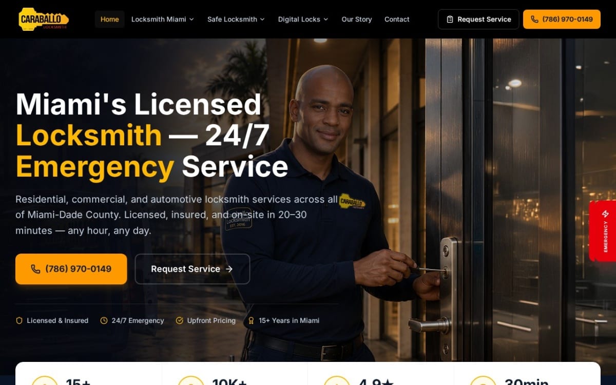 Caraballo Locksmith locksmith website homepage