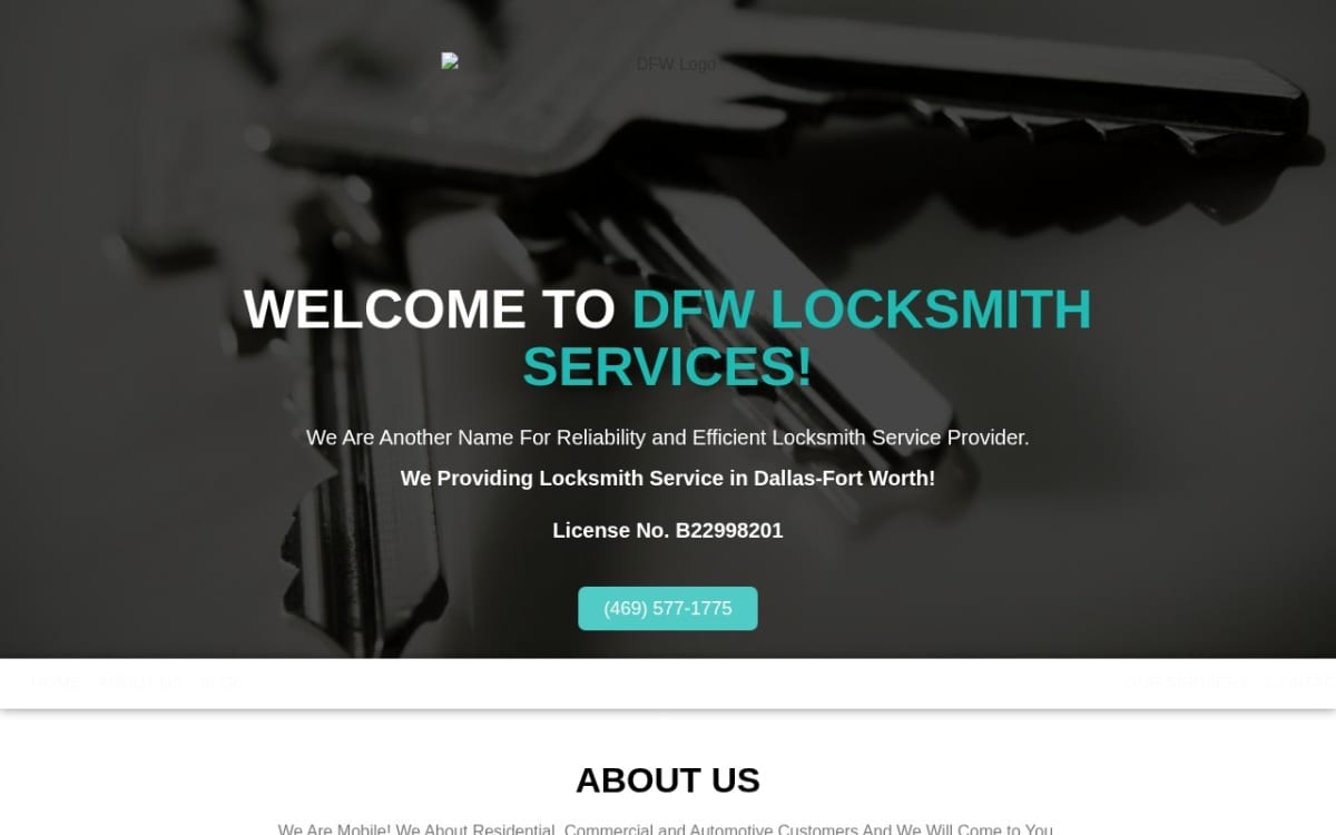 DFW Locksmith Services - Dallas locksmith website homepage