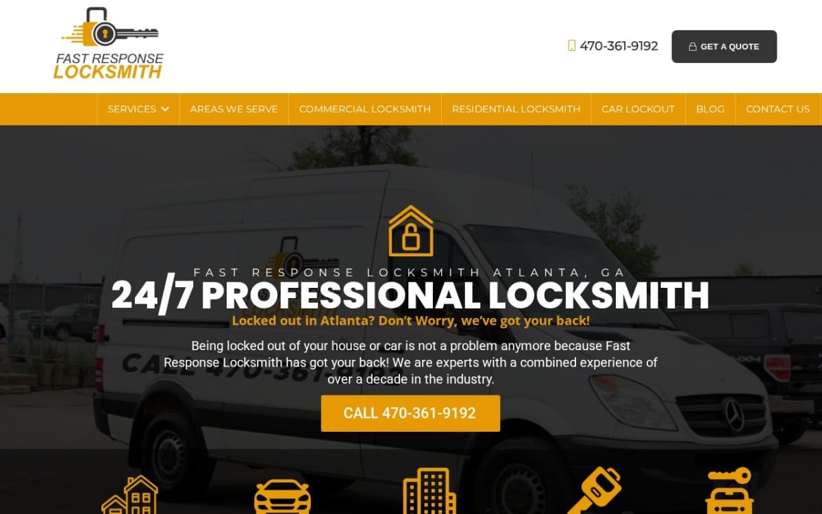 Fast Response Locksmith locksmith website homepage