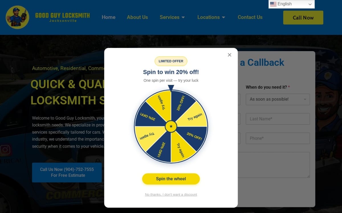 Good Guy Locksmith Jacksonville locksmith website homepage