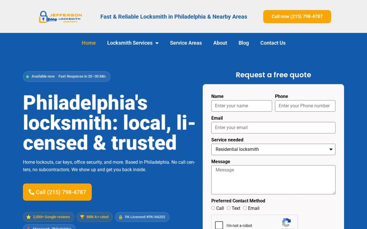 Jefferson Locksmith locksmith website homepage
