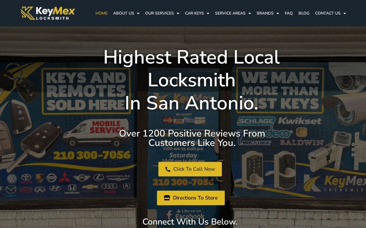 KeyMex locksmith website homepage