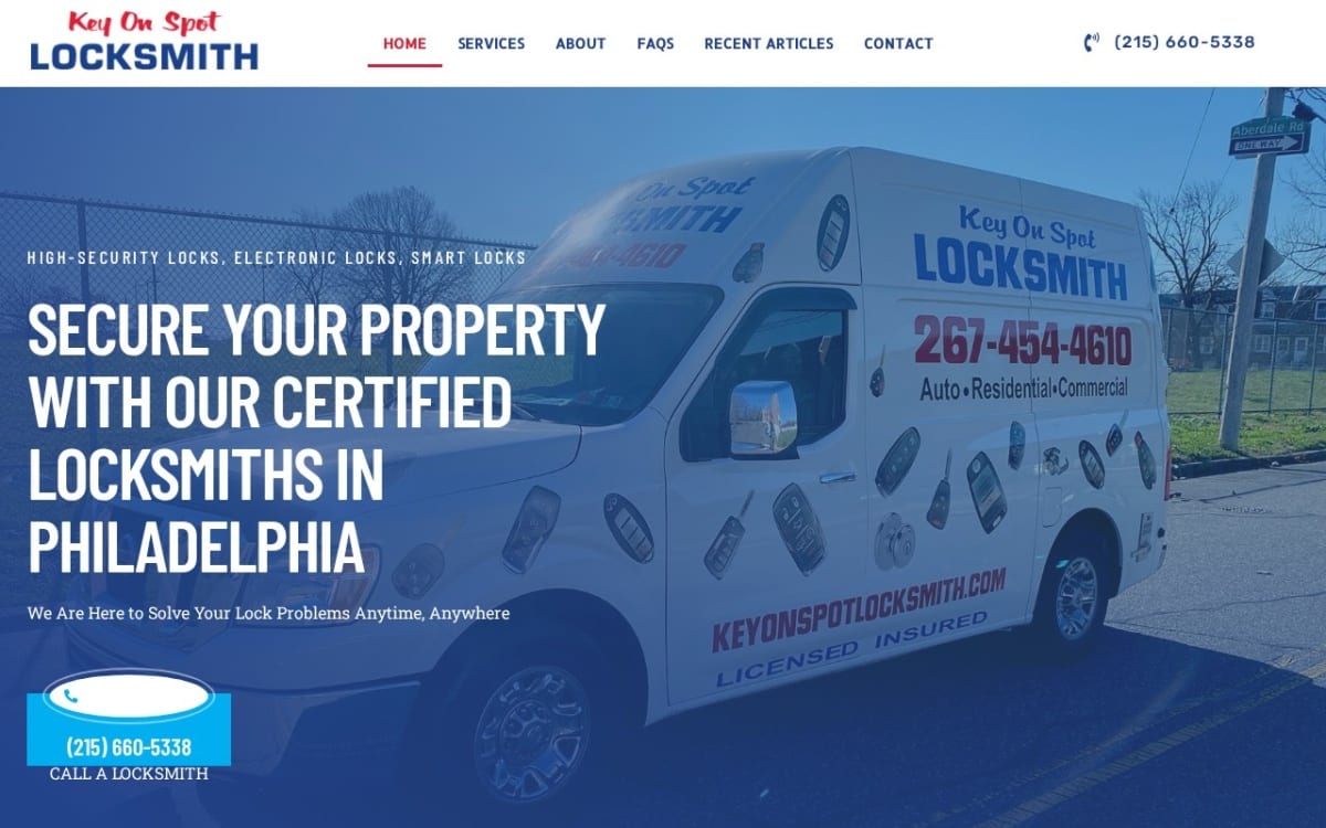 Key on Spot Locksmith locksmith website homepage