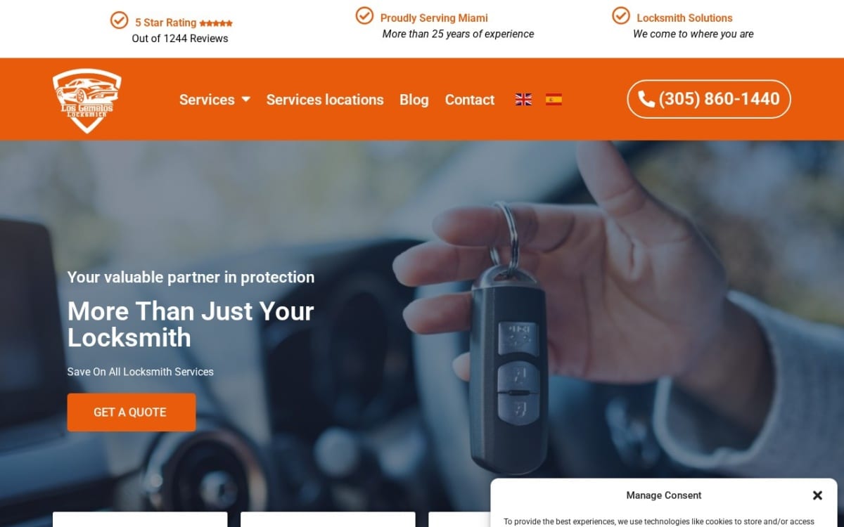 Los Gemelos Locksmith locksmith website homepage